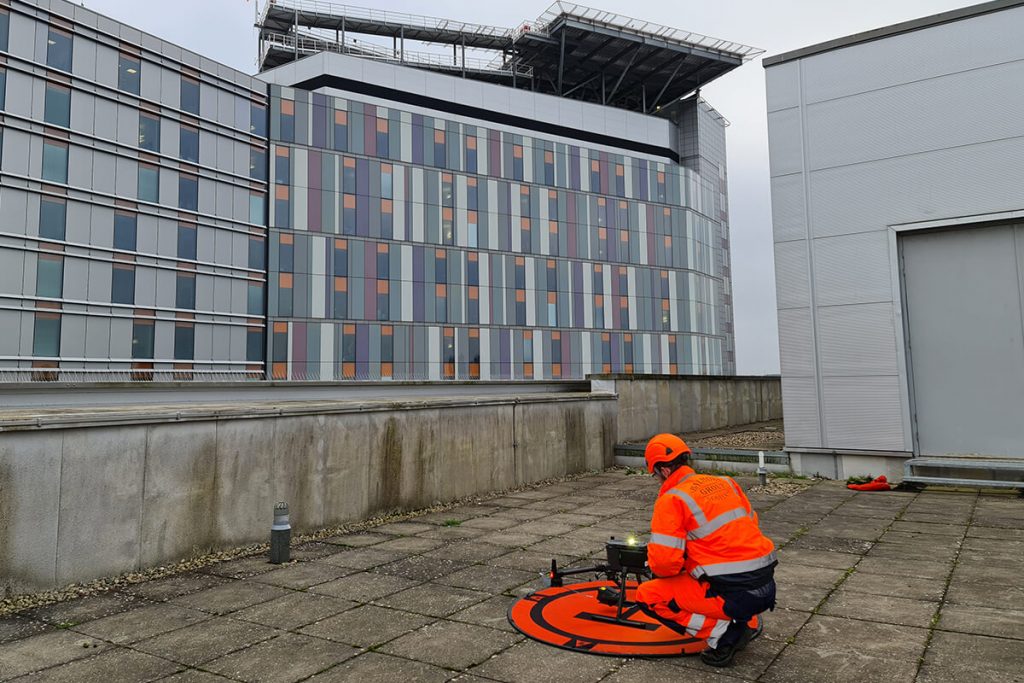Glasgow hospital building inspection using drone